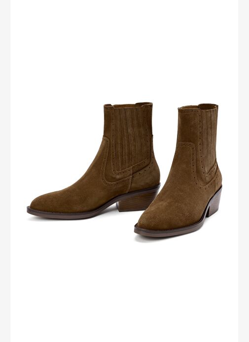 Kadın Taba Süet Deri Kovboy Bot 25WFD200510 - Görsel 4