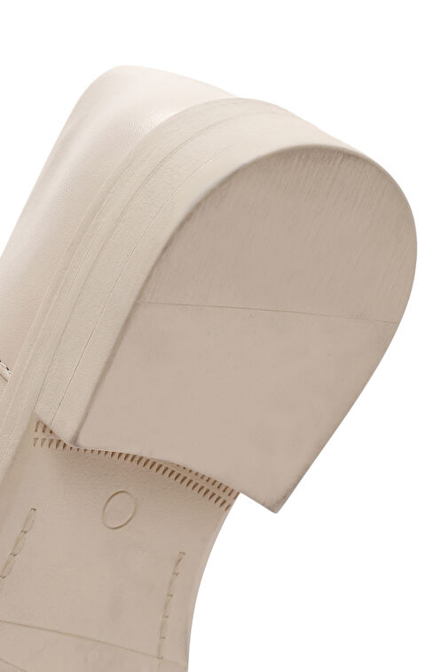 Kadın Bej Toka Detaylı Deri Maskülen Loafer 24WFD511718 - Görsel 9