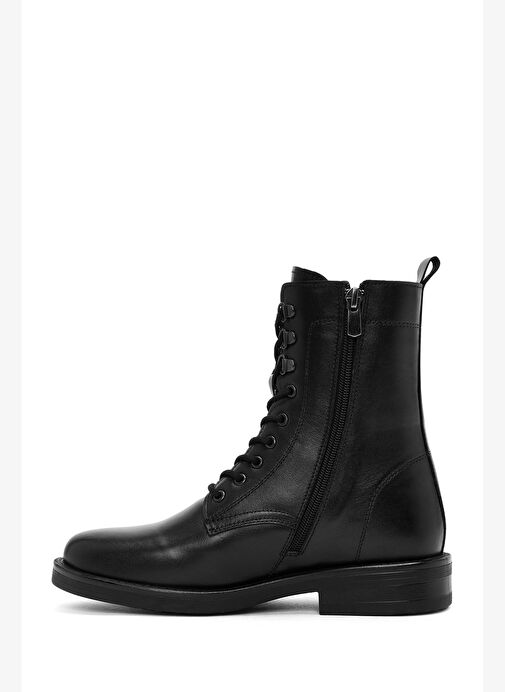 Kadın Siyah Fermuarlı Deri Postal Bot 25WFD510318 - Görsel 3