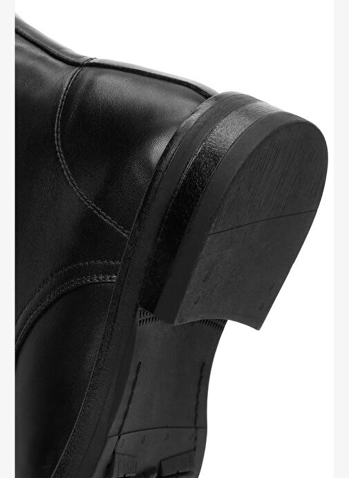 Kadın Siyah Fermuarlı Deri Postal Bot 25WFD510318 - Görsel 9
