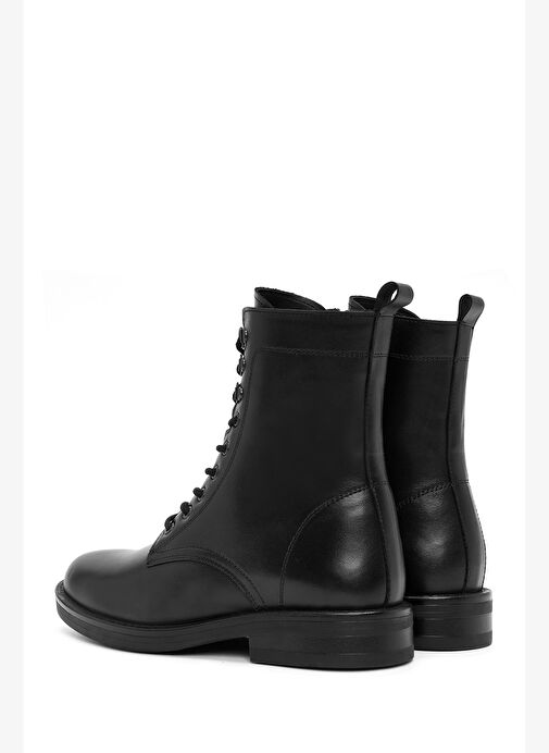 Kadın Siyah Fermuarlı Deri Postal Bot 25WFD510318 - Görsel 7
