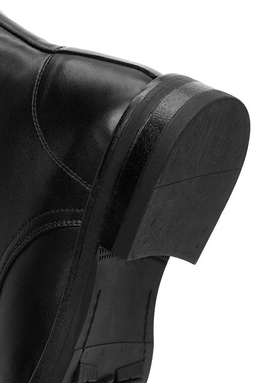 Kadın Siyah Fermuarlı Deri Postal Bot 24WFD511918 - Görsel 9