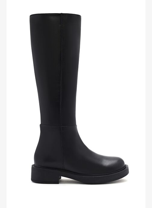 Kadın Siyah Fermuarlı Deri Çizme 25WFD510518 - Görsel 2