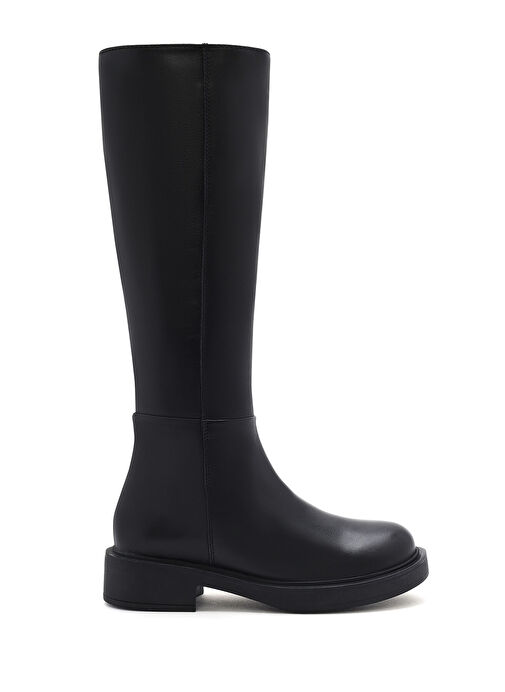 Kadın Siyah Fermuarlı Deri Çizme 24WFD512518 - Görsel 2