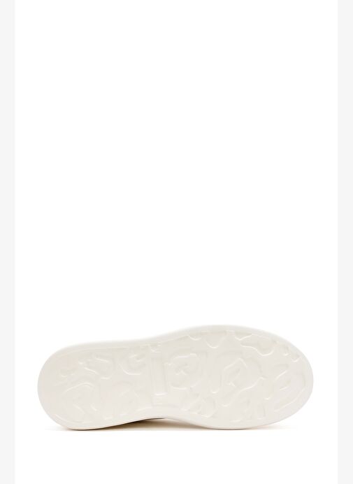 Erkek Beyaz Bağcıklı Kalın Tabanlı Deri Sneaker 25WFD690318 - Görsel 5