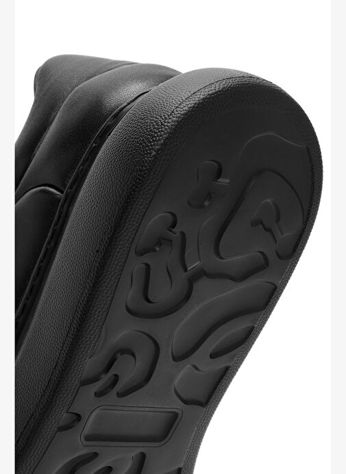 Erkek Siyah Bağcıklı Kalın Tabanlı Deri Sneaker 25WFD690318 - Görsel 9