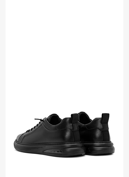 Erkek Siyah Bağcıklı Deri Sneaker 25WFD690518 - Görsel 6