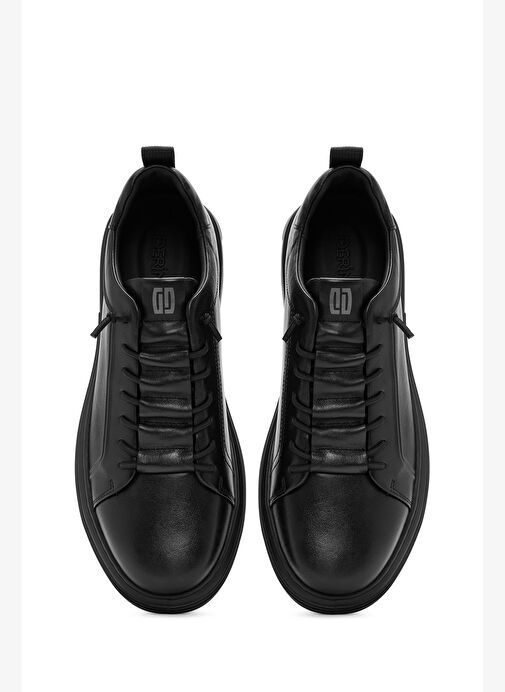 Erkek Siyah Bağcıklı Deri Sneaker 25WFD690518 - Görsel 8