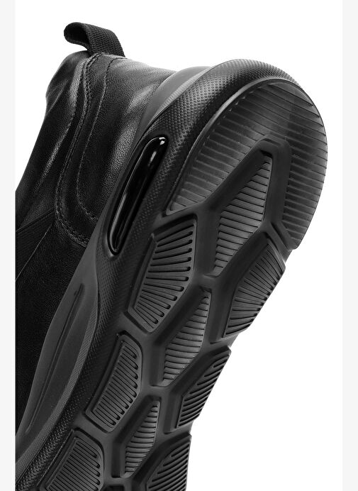 Erkek Siyah Bağcıklı Deri Casual Sneaker 25WFD690618 - Görsel 9