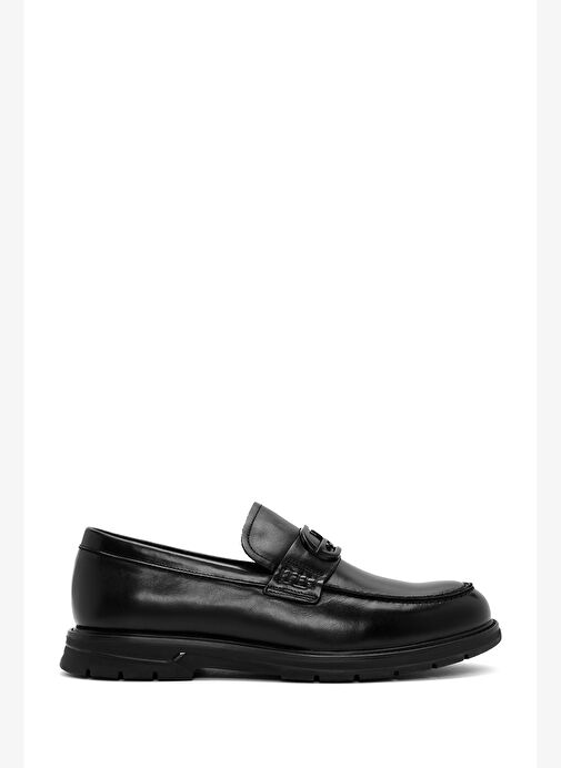Erkek Siyah Tokalı Deri Casual Loafer 25WFD690918 - Görsel 2