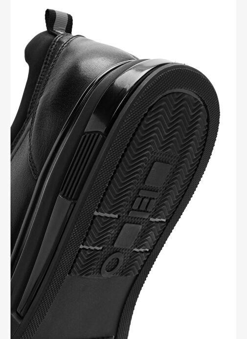 Erkek Siyah Bağcıklı Deri Sneaker 25WFD691318 - Görsel 9