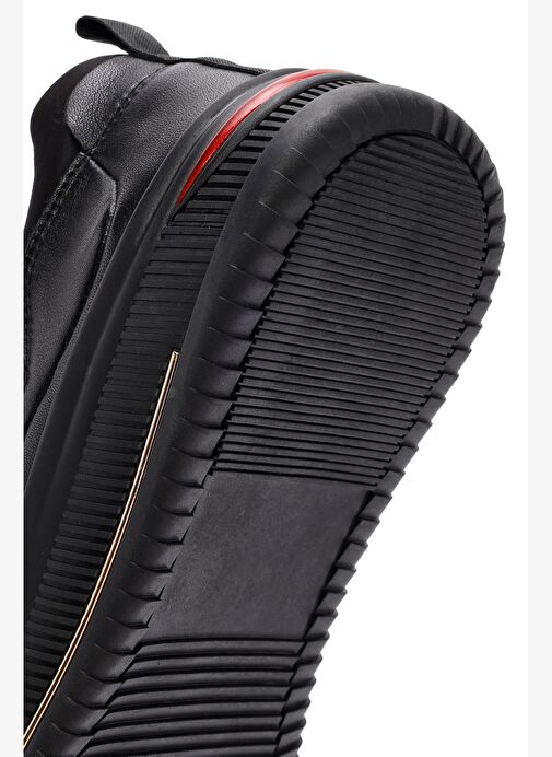 Erkek Siyah Bağcıklı Deri Sneaker 25WFD691418 - Görsel 9