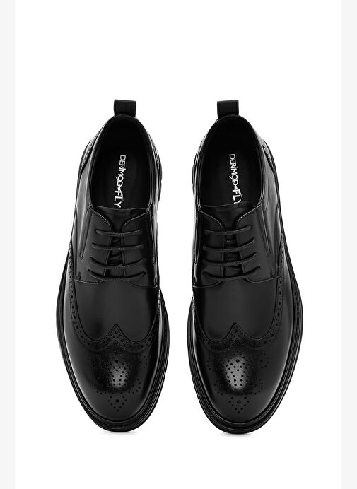 Erkek Siyah Bağcıklı Deri Casual Ayakkabı 25WFD691918 - Görsel 8