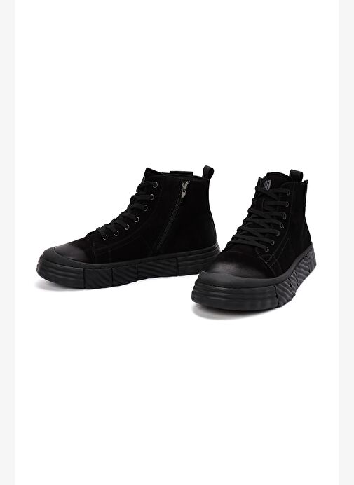 Erkek Siyah Fermuarlı Nubuk Spor Bot 25WFD6920V3 - Görsel 4