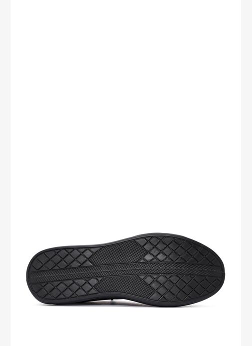 Erkek Siyah Bağcıklı Deri Sneaker 25WFD692418 - Görsel 5