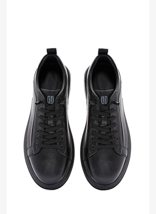 Erkek Siyah Bağcıklı Deri Sneaker 25WFD692418 - Görsel 8