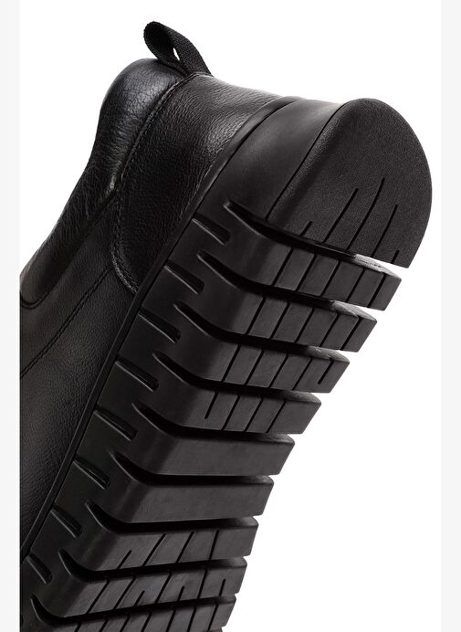Erkek Siyah Bağcıklı Deri Casual Sneaker 25WFD692718 - Görsel 9