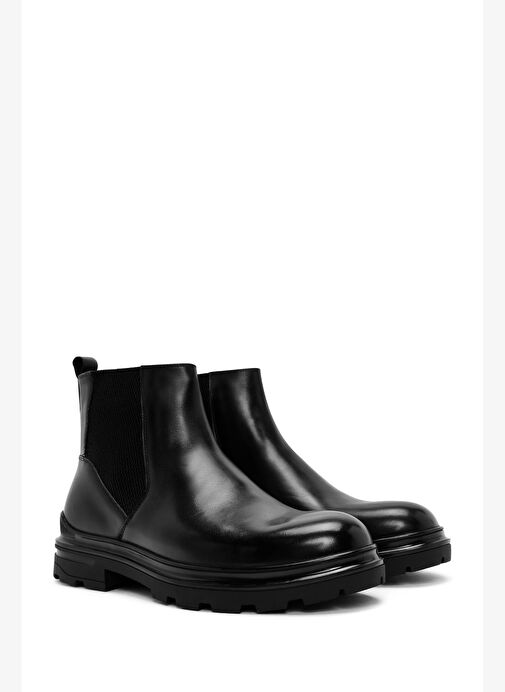 Erkek Siyah Deri Chelsea Bot 25WFD692818 - Görsel 5