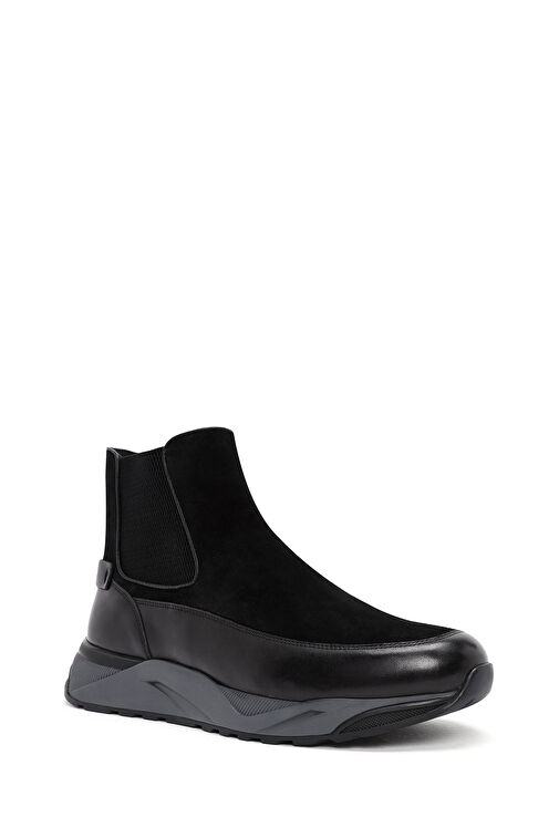 Erkek Siyah Fermuarlı Kalın Tabanlı Deri Casual Bot 24WFD693010 - Görsel 8