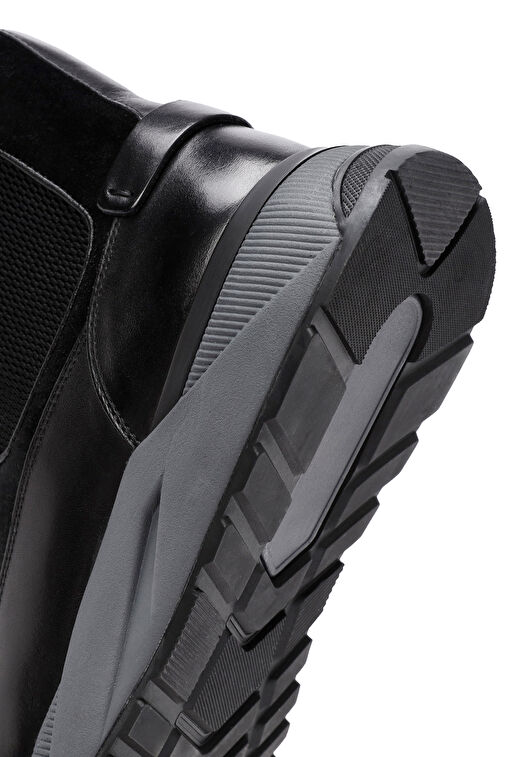 Erkek Siyah Fermuarlı Kalın Tabanlı Deri Casual Bot 24WFD693010 - Görsel 9