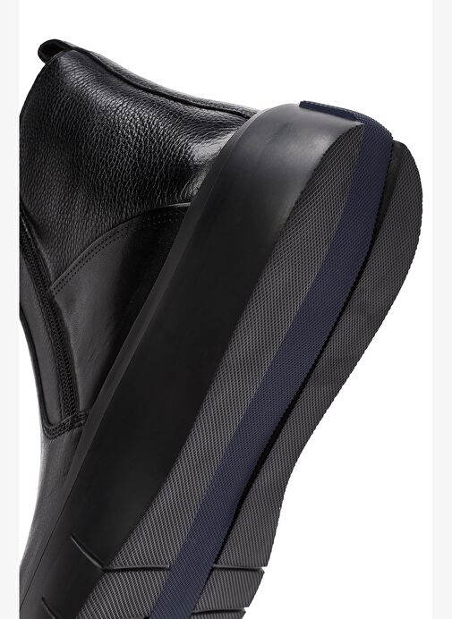 Erkek Siyah Fermuarlı Kalın Tabanlı Deri Bot 25WFD6931FT - Görsel 9