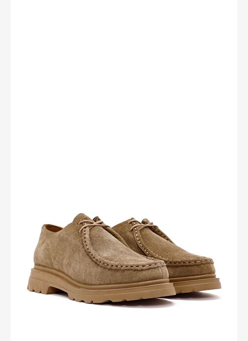 Kadın Vizon Bağcıklı Süet Deri Maskülen Ayakkabı 25AFD420010 - Görsel 4