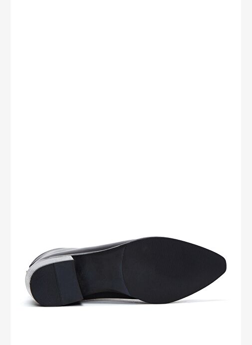 Kadın Siyah Fermuarlı Kısa Topuklu Deri Bot 25WFD280018 - Görsel 6