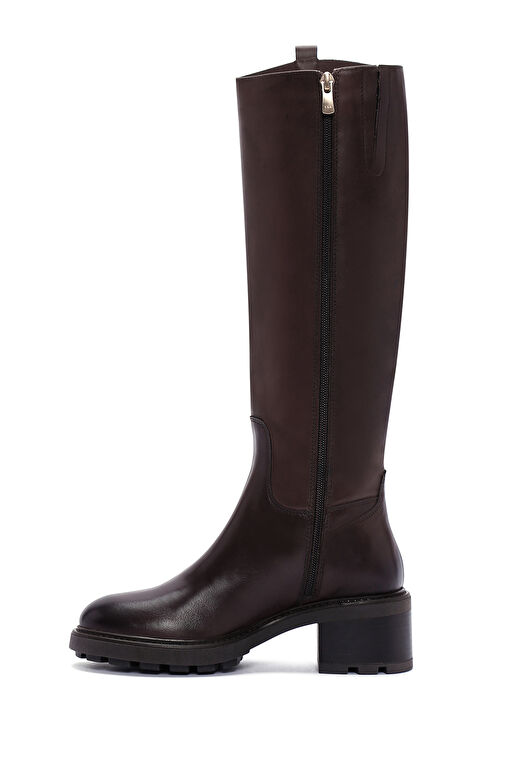 Derimod Derimod Kadın Kahverengi Fermuarlı Kısa Topuklu Deri Çizme 24WFD280918 Bot | Boyner Kahverengi - 3. görsel