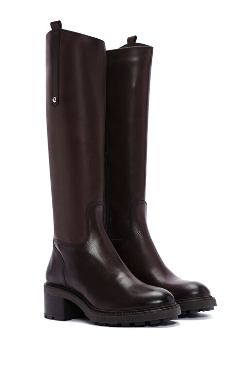 Derimod Derimod Kadın Kahverengi Fermuarlı Kısa Topuklu Deri Çizme 24WFD280918 Bot | Boyner Kahverengi - 5. görsel