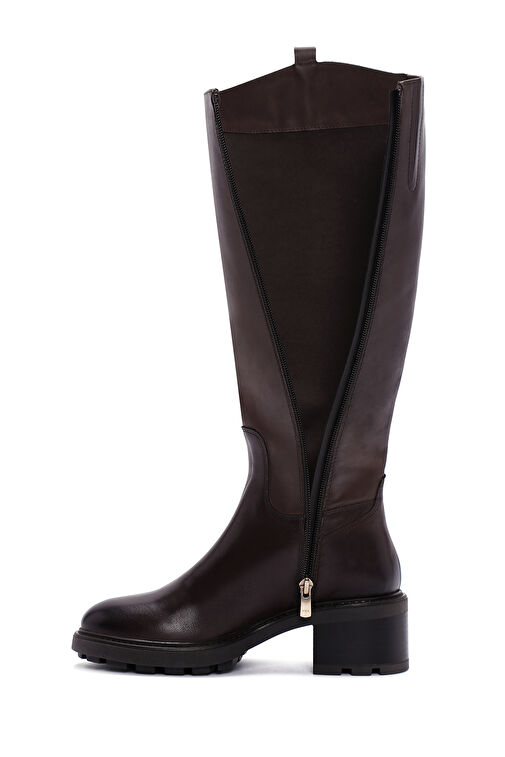 Derimod Derimod Kadın Kahverengi Fermuarlı Kısa Topuklu Deri Çizme 24WFD280918 Bot | Boyner Kahverengi - 8. görsel