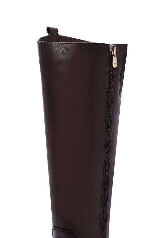 Derimod Derimod Kadın Kahverengi Fermuarlı Kısa Topuklu Deri Çizme 24WFD280918 Bot | Boyner Kahverengi - 9. görsel