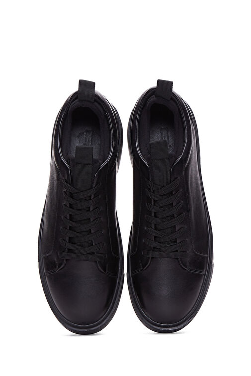 Erkek Siyah Bağcıklı Deri Sneaker 24WFD610518 - Görsel 7