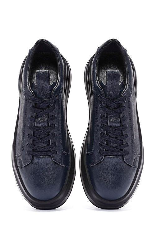 Erkek Lacivert Bağcıklı Deri Sneaker 24WFD6110FT - Görsel 8