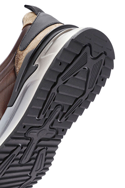Erkek Kahverengi Bağcıklı Deri Sneaker 24WFD611814 - Görsel 9