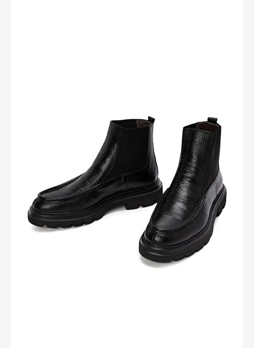 Erkek Siyah Deri Chelsea Bot 25WFD6709FT - Görsel 4