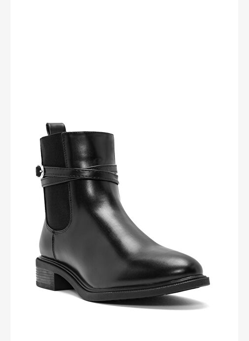 Kadın Siyah Fermuarlı Tokalı Bot 25WFE400418 - Görsel 8