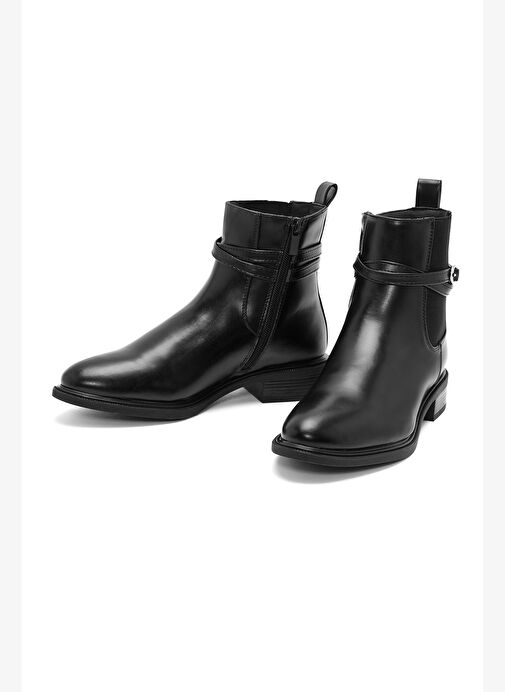 Kadın Siyah Fermuarlı Tokalı Bot 25WFE400418 - Görsel 4