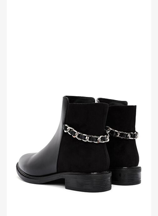 Kadın Siyah Zincir Detaylı Fermuarlı Bot 25WFE400514 - Görsel 7