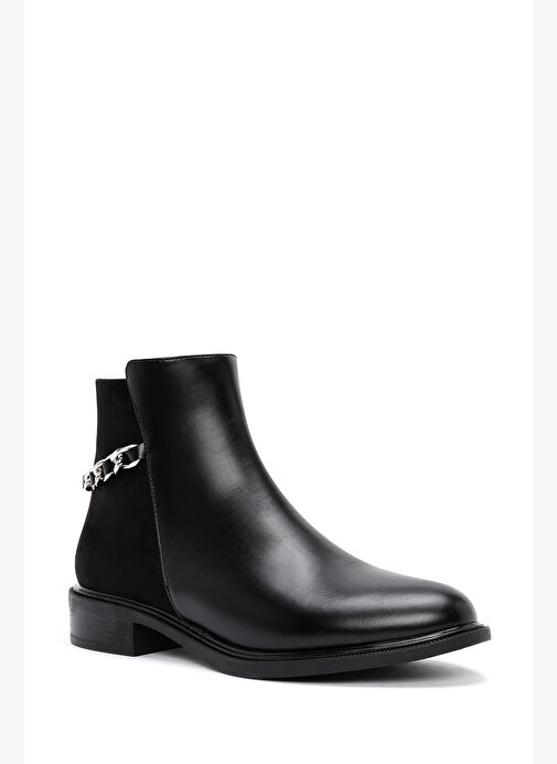 Kadın Siyah Zincir Detaylı Fermuarlı Bot 25WFE400514 - Görsel 8