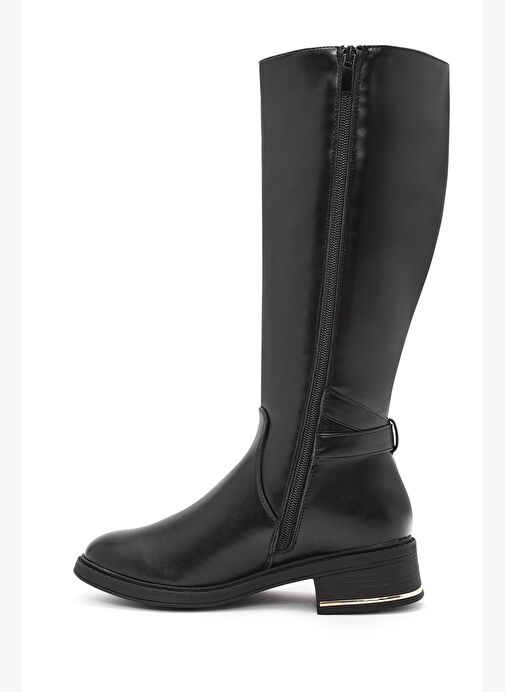 Kadın Siyah Fermuarlı Toka Detaylı Çizme 25WFE401518 - Görsel 5