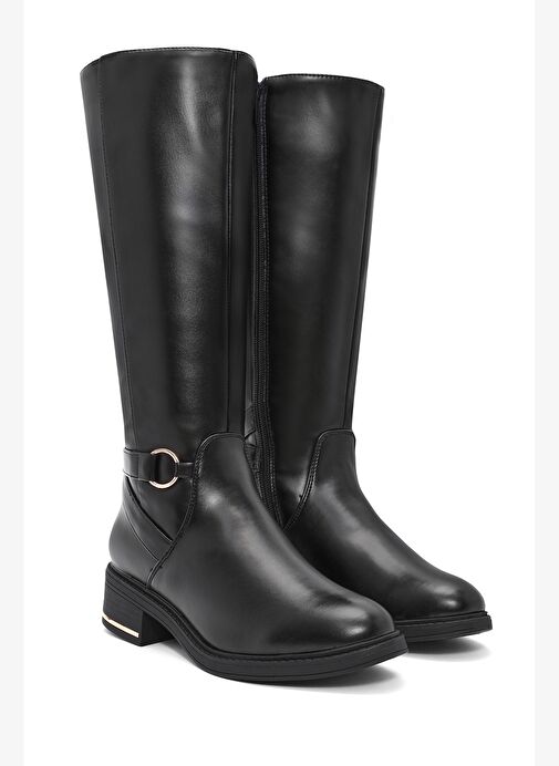 Kadın Siyah Fermuarlı Toka Detaylı Çizme 25WFE401518 - Görsel 6