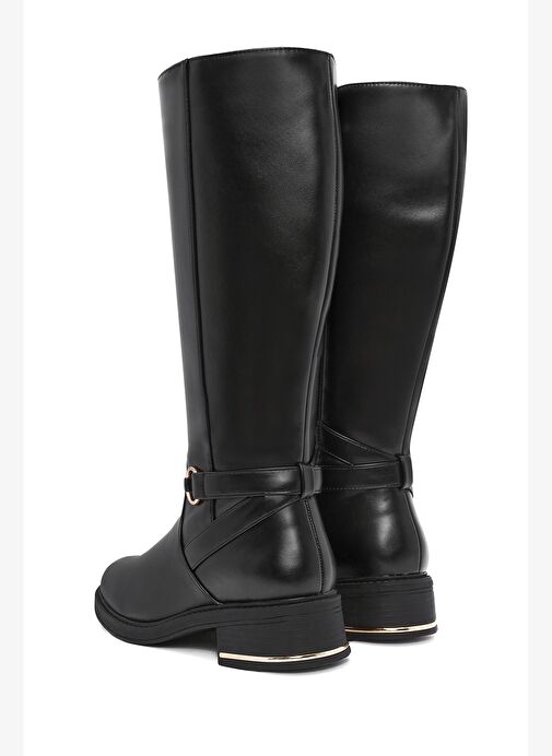 Kadın Siyah Fermuarlı Toka Detaylı Çizme 25WFE401518 - Görsel 8