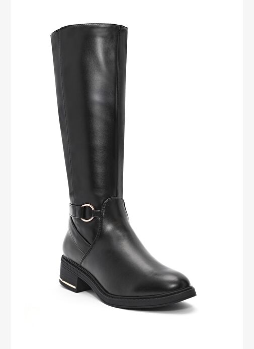 Kadın Siyah Fermuarlı Toka Detaylı Çizme 25WFE401518 - Görsel 9