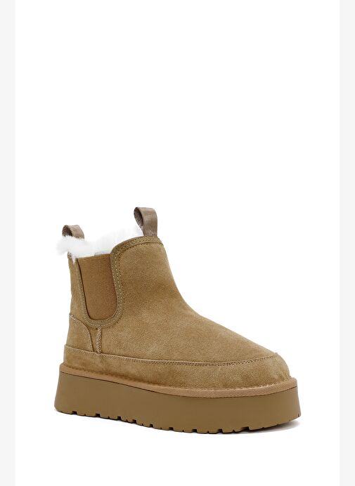 Kadın Taba Kalın Tabanlı Teddy Süet Deri Bot 25WFD405110 - Görsel 8