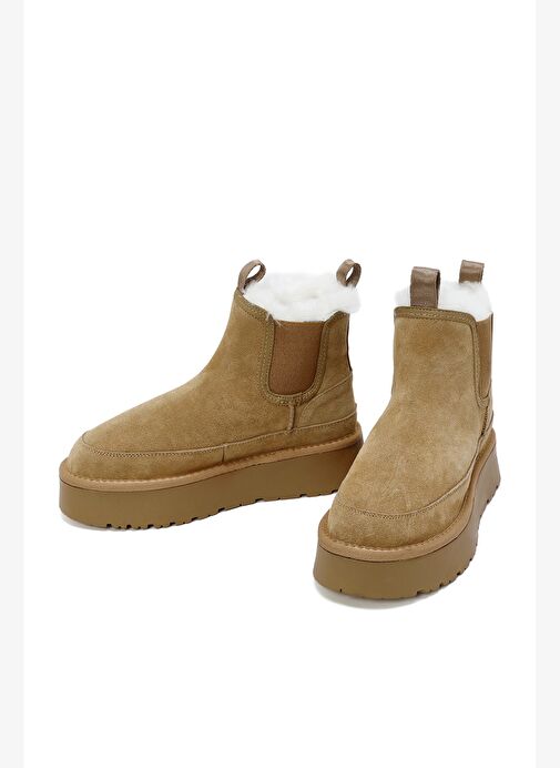 Kadın Taba Kalın Tabanlı Teddy Süet Deri Bot 25WFD405110 - Görsel 4