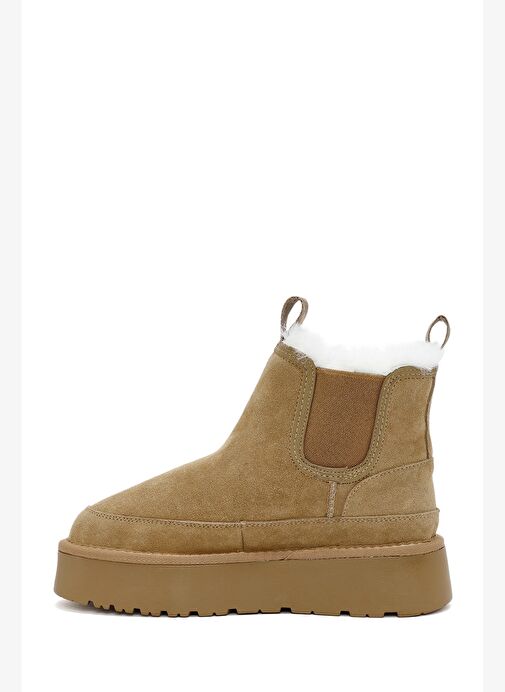 Kadın Taba Kalın Tabanlı Teddy Süet Deri Bot 25WFD405110 - Görsel 3