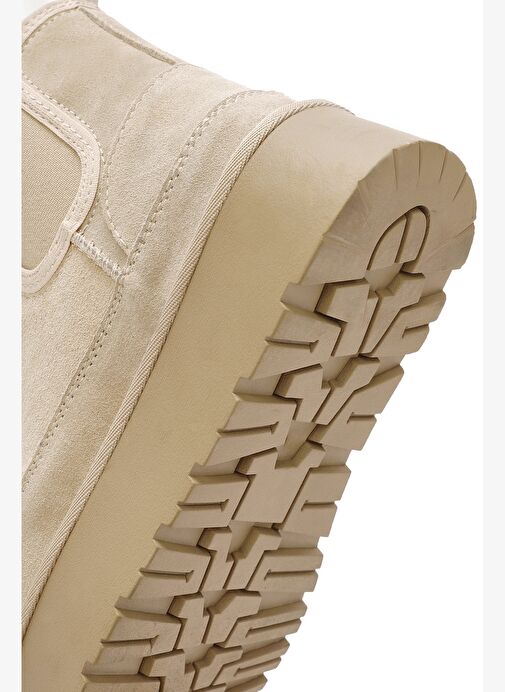 Kadın Bej Kalın Tabanlı Teddy Süet Deri Bot 25WFD405110 - Görsel 9