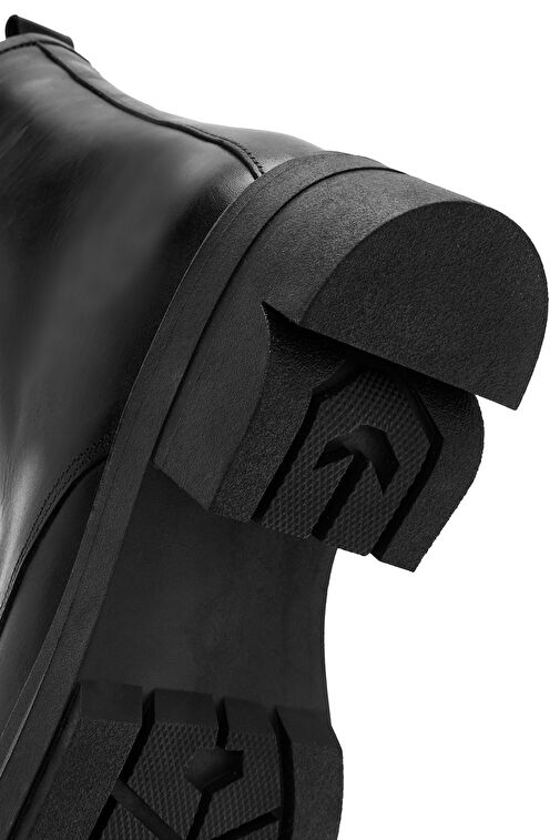 Kadın Siyah Fermuarlı Deri Postal Bot 24WFD186218 - Görsel 9