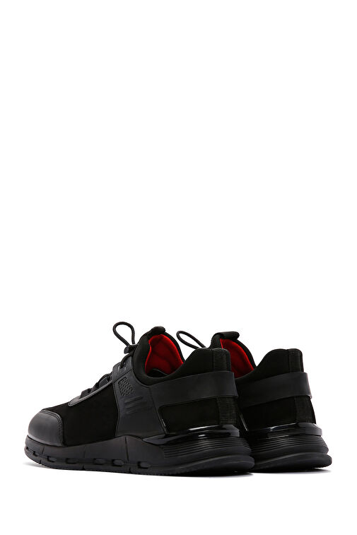 Erkek Siyah Bağcıklı Nubuk Deri Casual Sneaker 24WFD6762V3 - Görsel 8