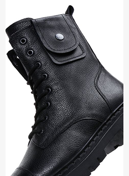 Erkek Siyah Fermuarlı Deri Postal Bot 25WFD7003FT - Görsel 8